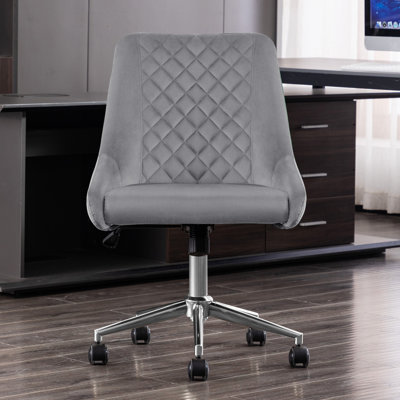 Zurich Velvet Upholstered Diamond Tufted Rolling Office Chair