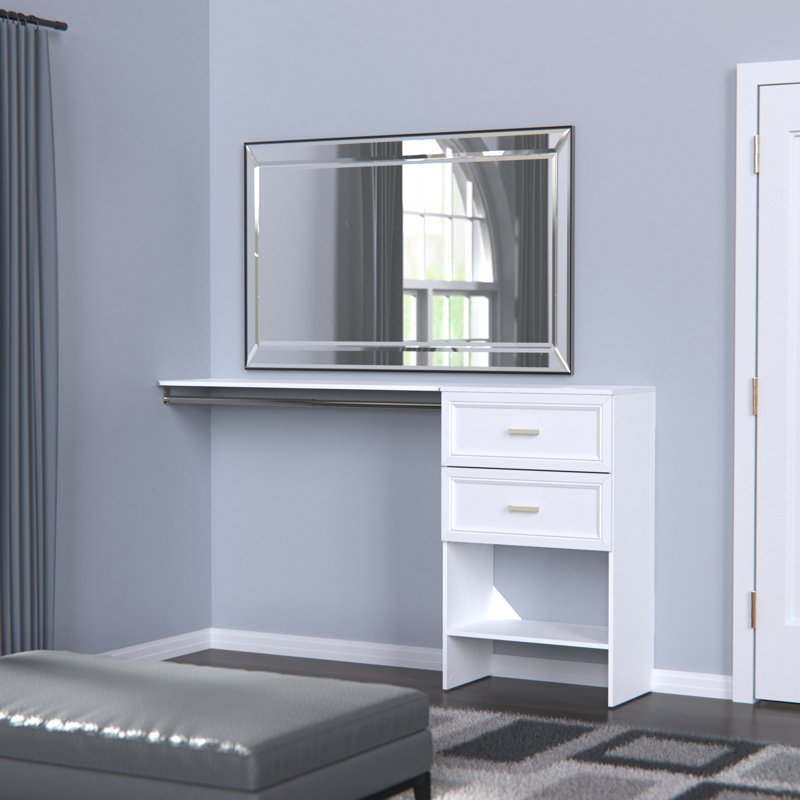 Unité de base avec 2 tiroirs de style traditionnel et une tablette supérieure, White