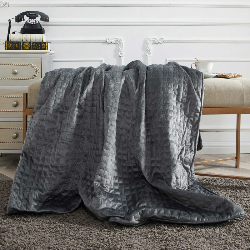 Gray 20 lb Reversible Microfiber Weighted Blanket