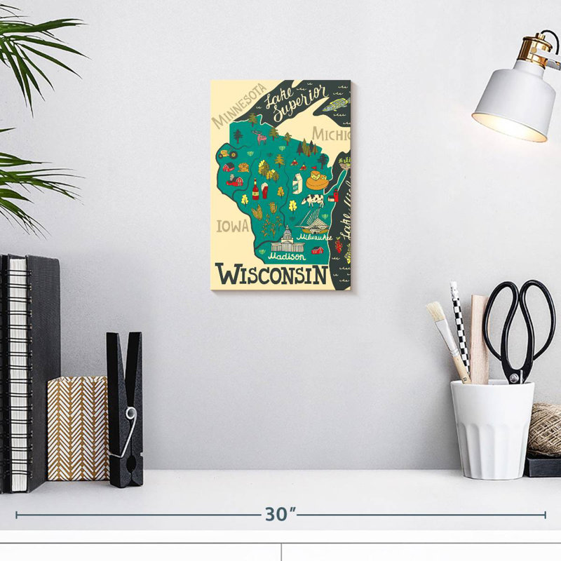 Carte de l'Aliaz, Wisconsin, H 12 po x l 8 po