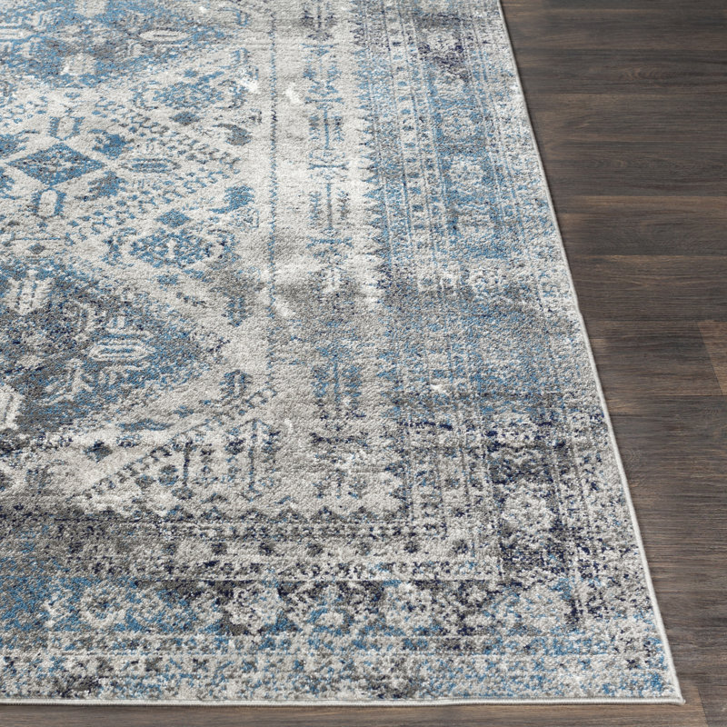 Tapis oriental Fitz, Royal Blue, Tapis de couloir 2 pi 7 po x 7 pi 3 po