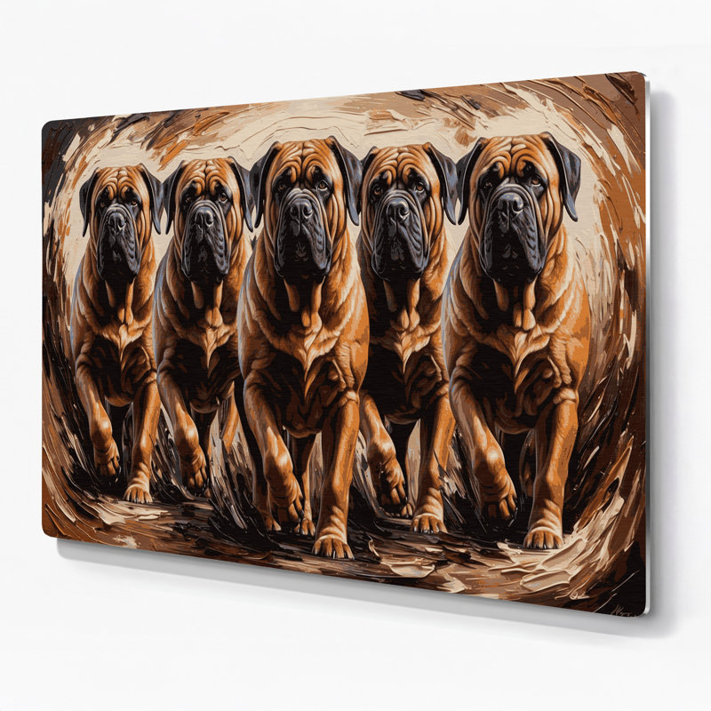 «Dogs Mastiff», art mural en métal noir, H 16 po x l 20 po