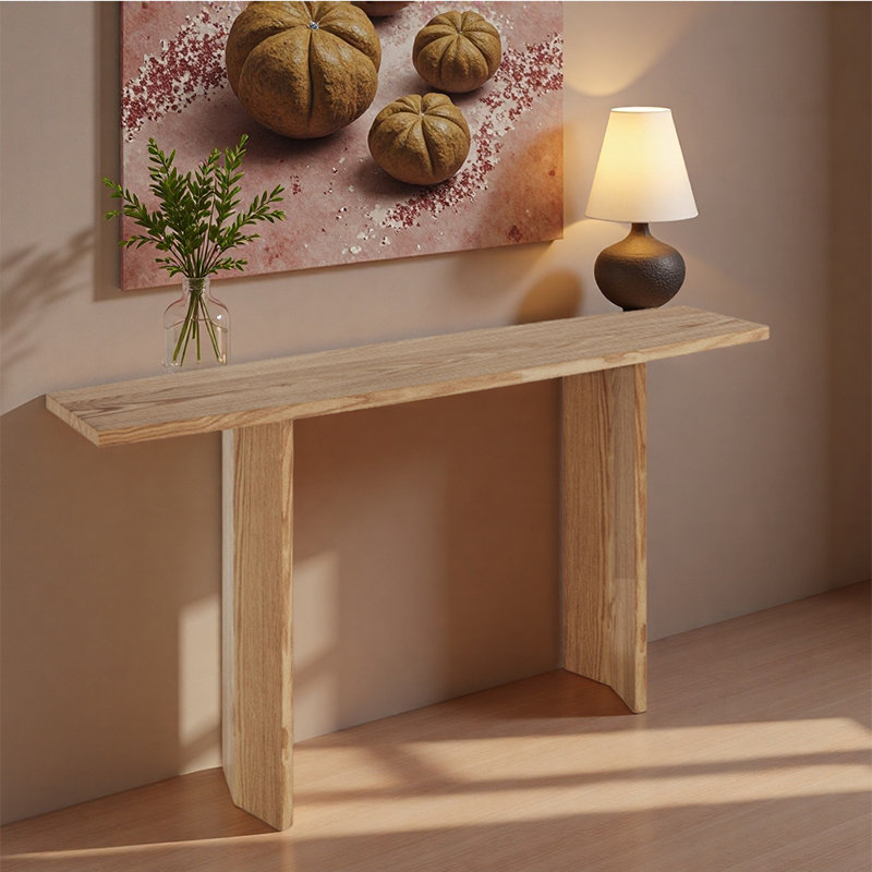 Table de véranda entièrement en bois massif de style français., Naturel, H 29,5 po x l 62,9 po x P 13,7 po