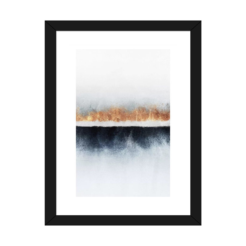 «Horizon I» par Elisabeth Fredriksson - reproduction d'art, H 32 po x l 24 po x P 1 po, Papier encadré doré, Blanc