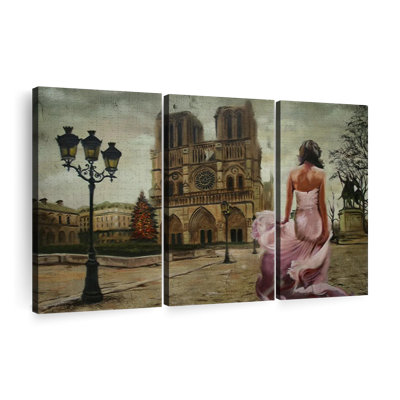 «Lady At Notre Dame Cathedral» sur toile