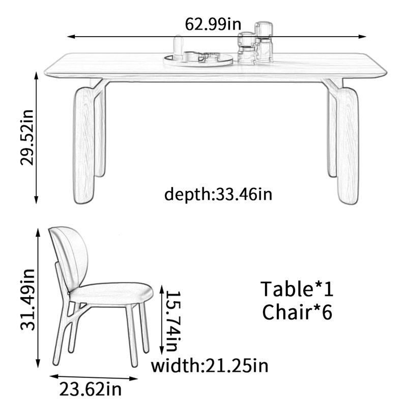 Log Style Premium Cherry Wood Dining Table Set