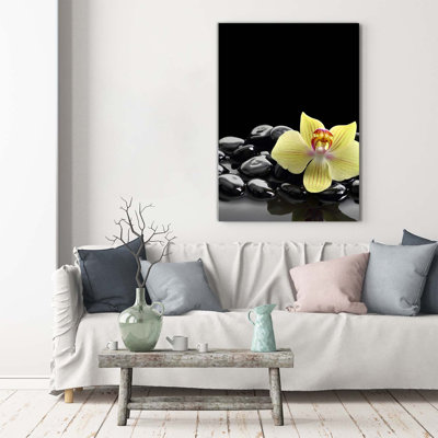 Orchid And Stones - Wrapped Canvas Print