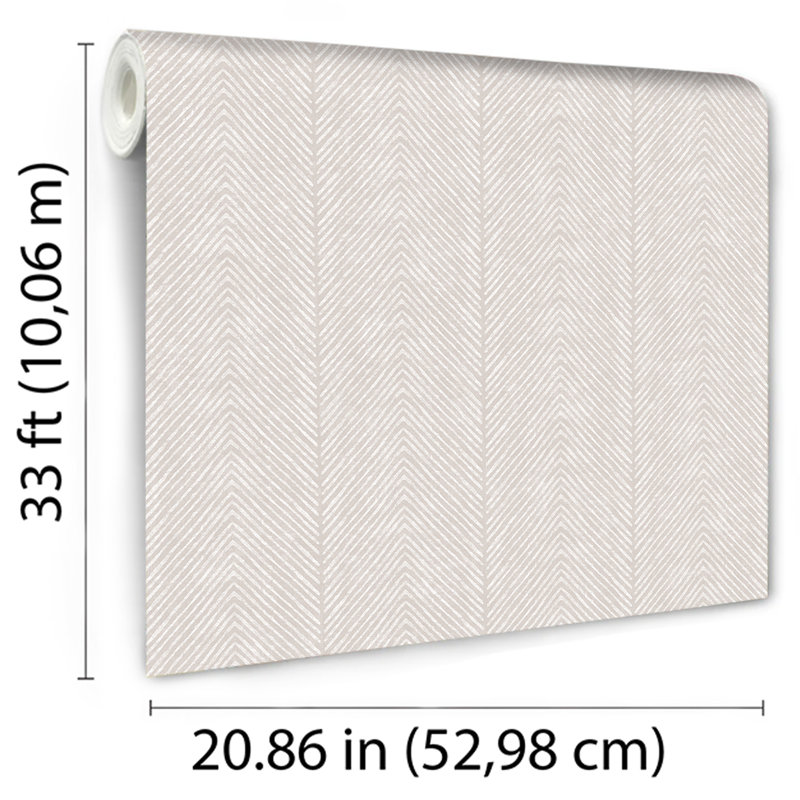 Natural Herringbone Wallpaper, Orange