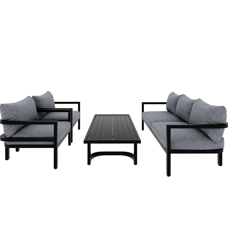 Collection Ustyle Multi Outdoor Steel - imperméable, rouille, acier Style élégant et incurvé pour les jardins. Sièges confortables. Comprend 1 causeuse, 2 canapés simples, une table basse et des coussins. Facile