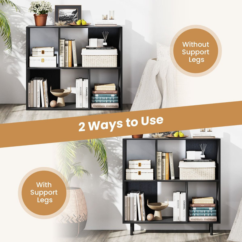 90cm H x 90cm W Metal Bookcase, Black