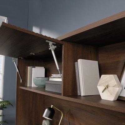 Hutch With Hidden Storage, Brown Finish