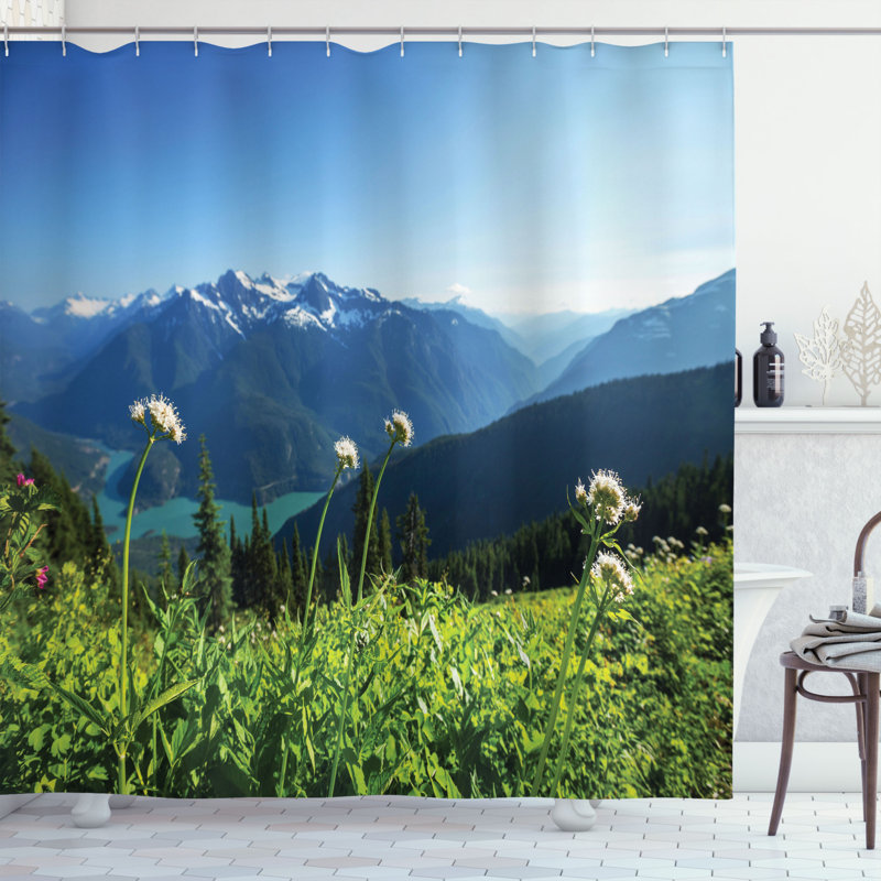 Ensemble de rideau de douche et crochets Nature, H 70 po x l 69 po