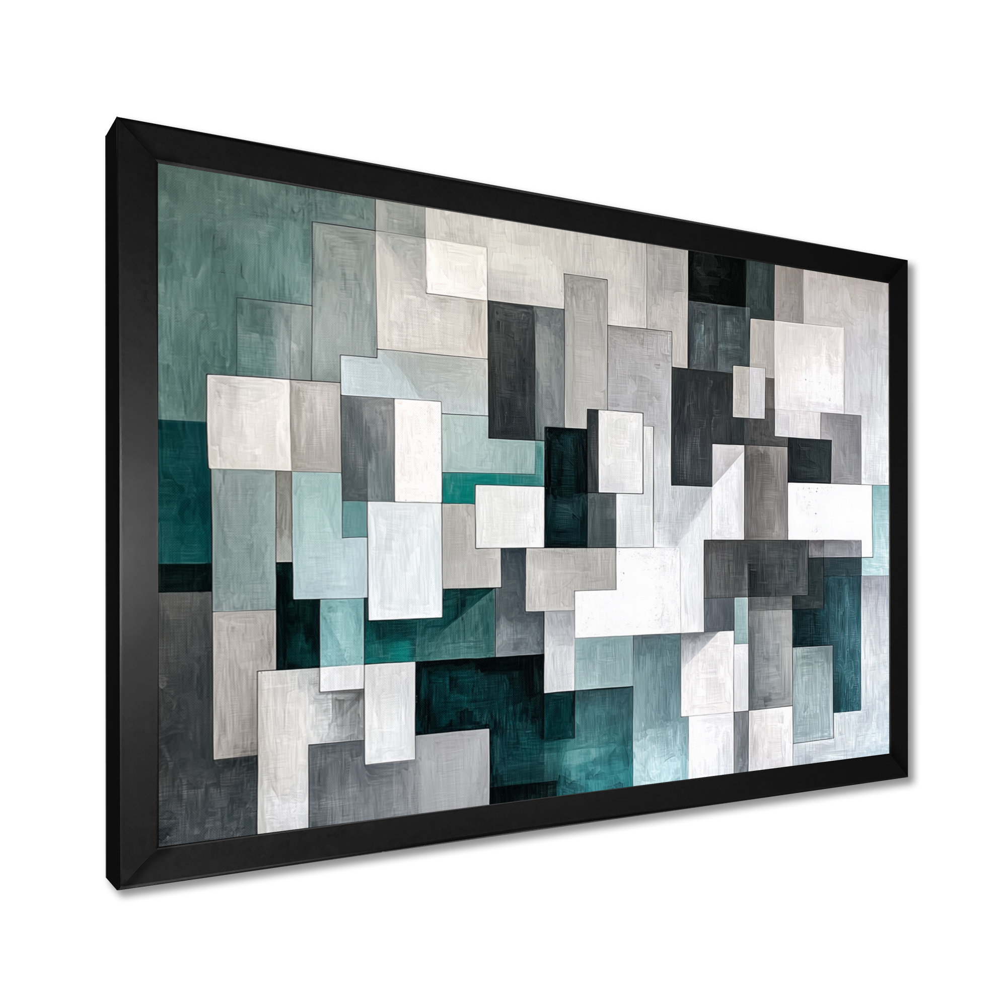 Latitude Run® Grey And Green Cubism Fragmented Mirror - Abstract Cubism ...