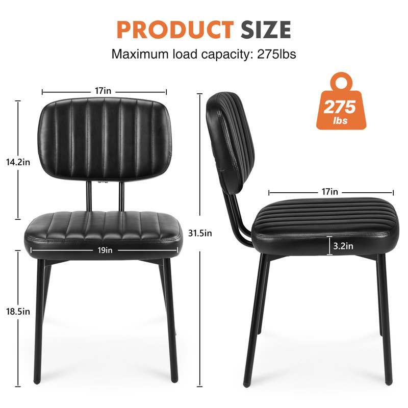 Upholstered Modern PU Leather Dining Chair Side Chair (Set Of 6), Black