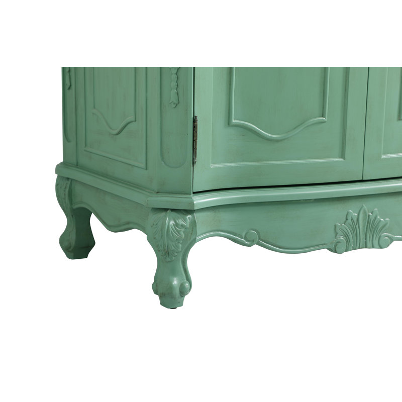 Ensemble de meuble-lavabo simple Lunette, Menthe rétro, Ivoire blanc, 36"