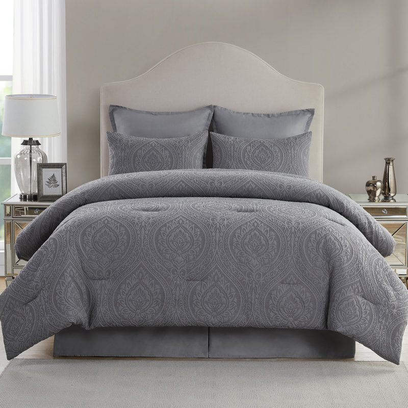 Ensemble d'édredon 6 pièces Cougar, Édredon de très grande taille et 5 pièces suppl, gris