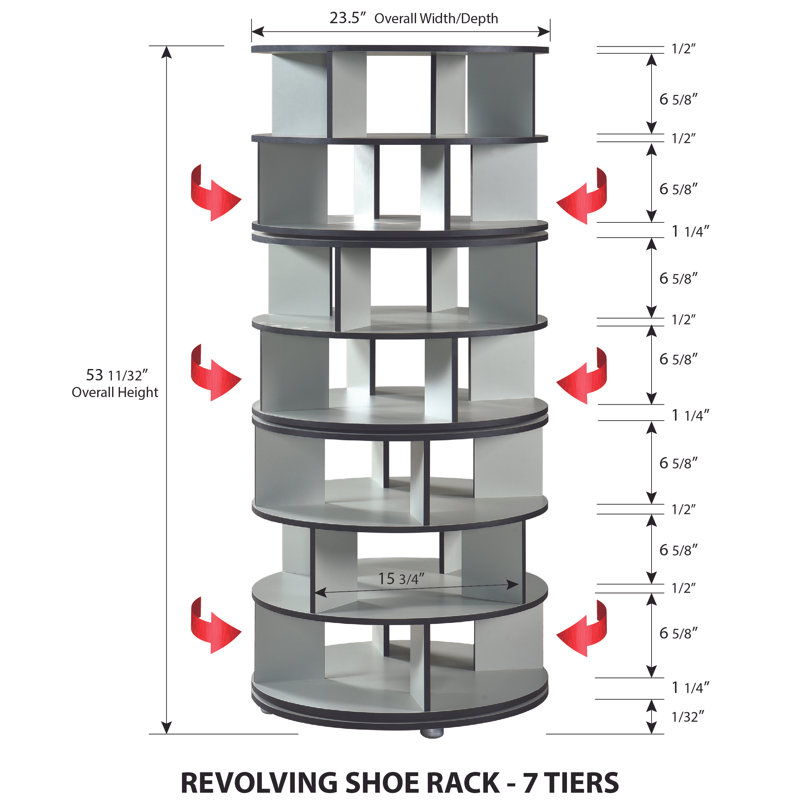 7-Tier Rotating Shoe Rack, 360° Revolving Lazy Susan Spinning Shoe Rack Tower Storage Organizer for Closet Entryway Bedroom Hallway
