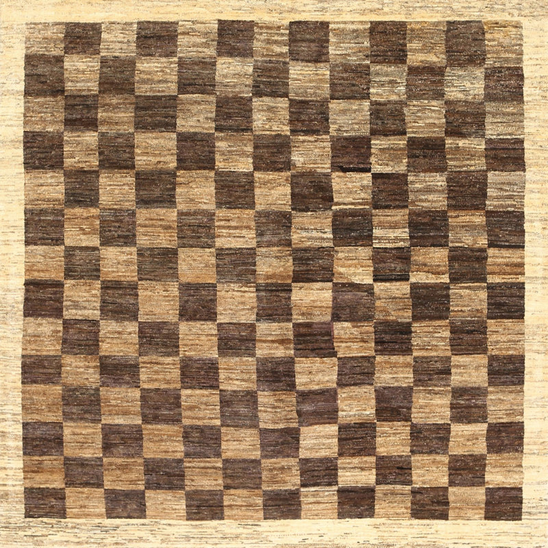 Tapis gris/brun zone contemporaine, Carré 5 pi