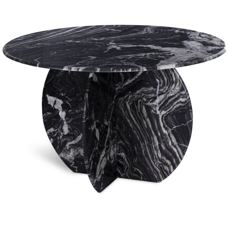 Hosni Round Marble Dining Table, Black