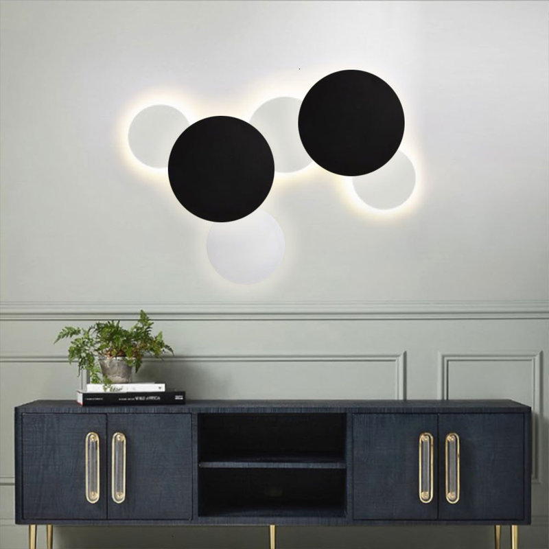 Cloud LED wall light combination, Black, 4.4cm H x 50cm W x 10cm D