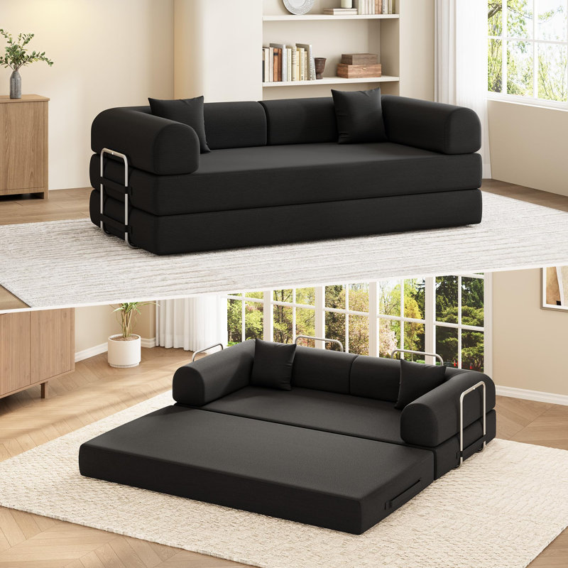 Canapé-lit convertible 5 en 1 en velours côtelé de 200 cm (78,7 po), canapé-lit modulaire avec ressorts ensachés et oreillers, vert