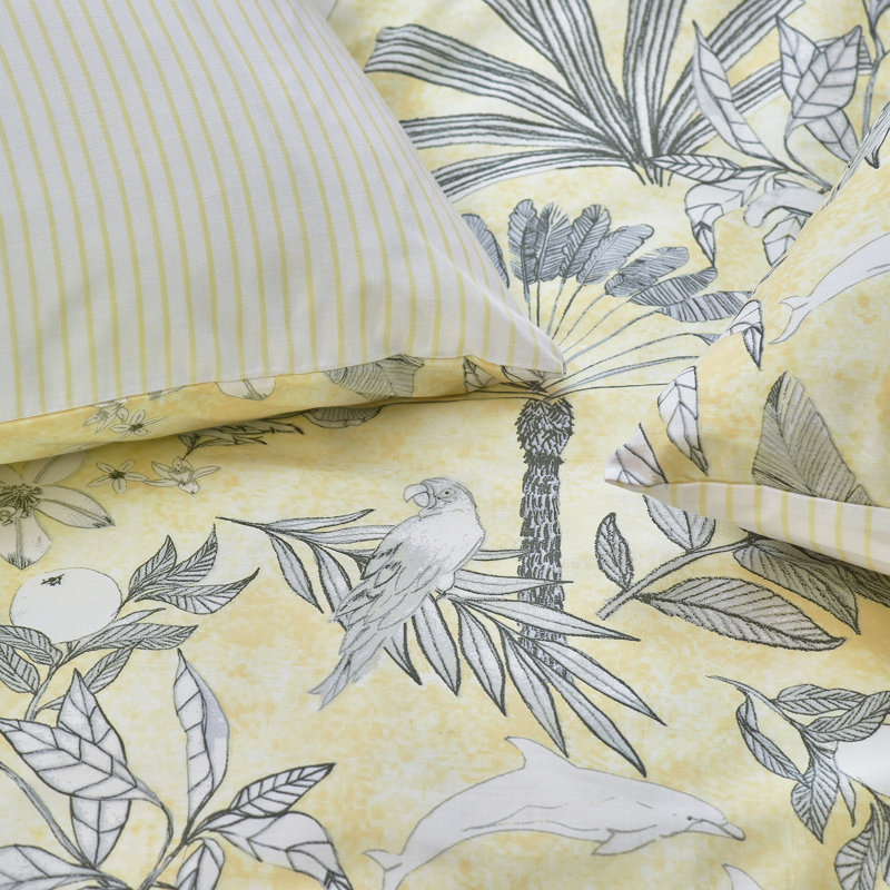 Lindstrom Yellow Plain Weave 144 TC Reversible Duvet Cover Set, Single - 1 Standard Pillowcase