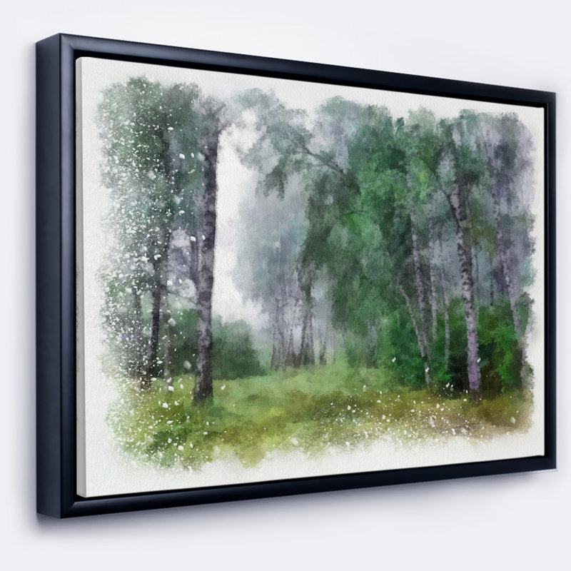 «Green Forest Watercolor Dessin», reproduction de peinture à l'aquarelle encadrée sur toile tendue