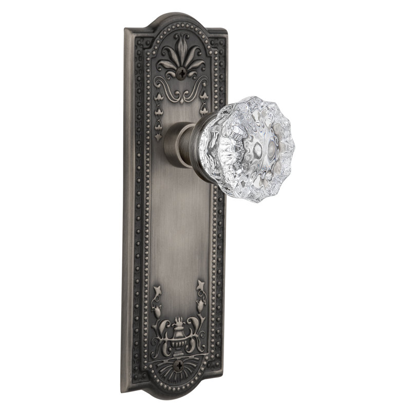 Meadows Plate with Crystal Door Knob, Antique Pewter