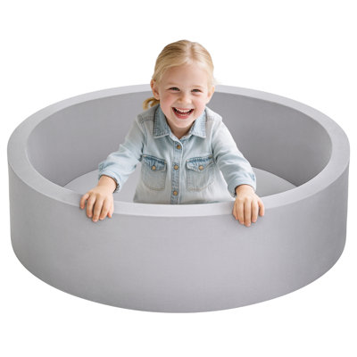 Kids Foam Ball Pit for Toddlers, Large Gray Baby Ball Pit with Soft Memory Sponge Indoor Outdoor Toys (Gray, No Balls )