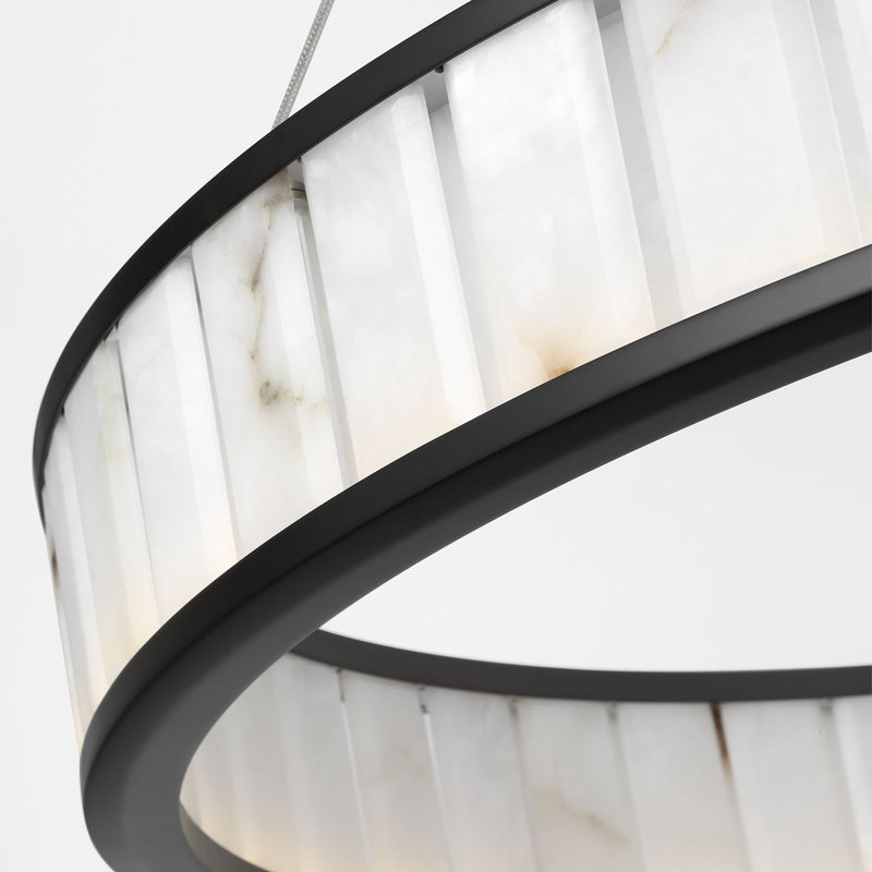 Chapman & Myers Iterna 40" Ring Chandelier with Alabaster, Modern Iron