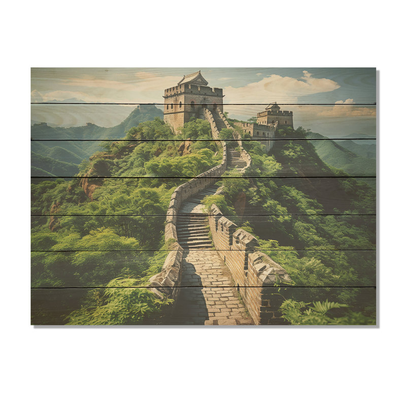 Grande muraille de Chine, impression sur bois, H 34 po x l 44 po