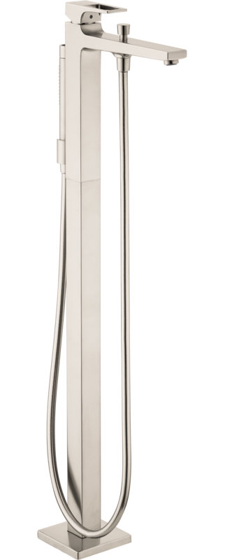 Metropol Single Handle Deck Mounted Freestanding Tub Filler Trim with Hand Shower, Brushed Nickel