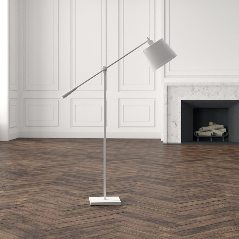 Real Simple Task Floor Lamp, Mont Blanc White Parchment, Stardust White Powder Coat