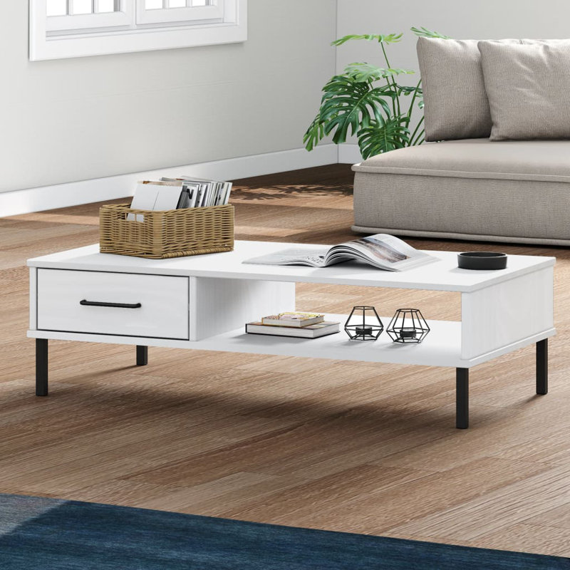 Table basse simple avec rangement Mikylee, Brun