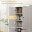Armoire de rangement de 72,5 po de hauteur, garde-manger autoportant avec 4 portes à fermeture en douceur et tablettes réglables