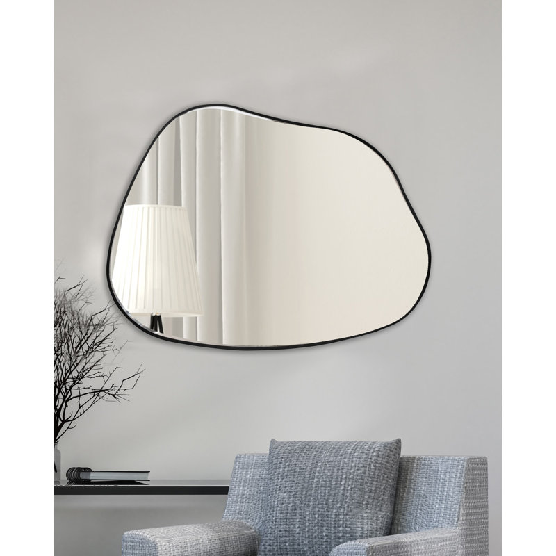 Miroir décoratif irrégulier, 42 po x 32 po, Noir