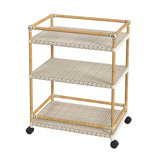 Tobias Outdoor 3- Tier Rattan and Metal Bar Cart