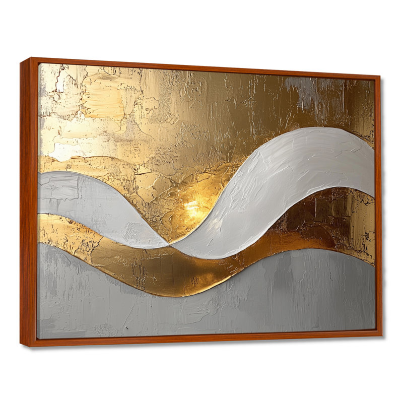 Amaro I - Abstract Large Wall Art, Brun, Cadre flottant, H 16 po x l 32 po