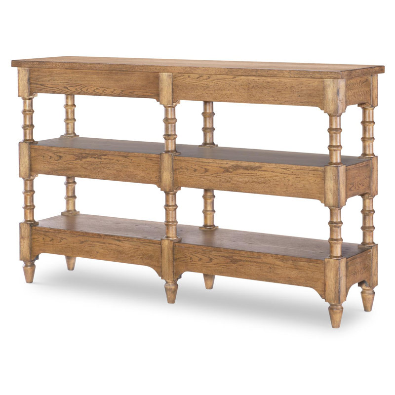 Console de rangement à pieds tournés rétro Country Country (4 tiroirs, 2 tablettes ouvertes), Brun