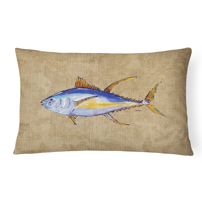 Coussin intérieur/extérieur brun/bleu fish
