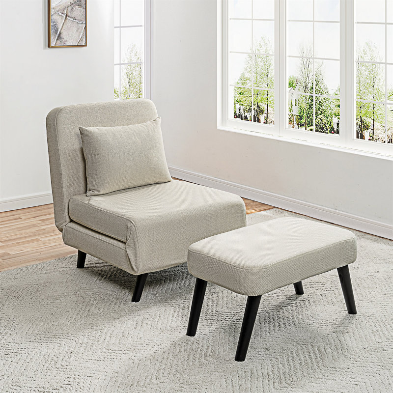 Canapé-lit pliable avec repose-pieds, Beige