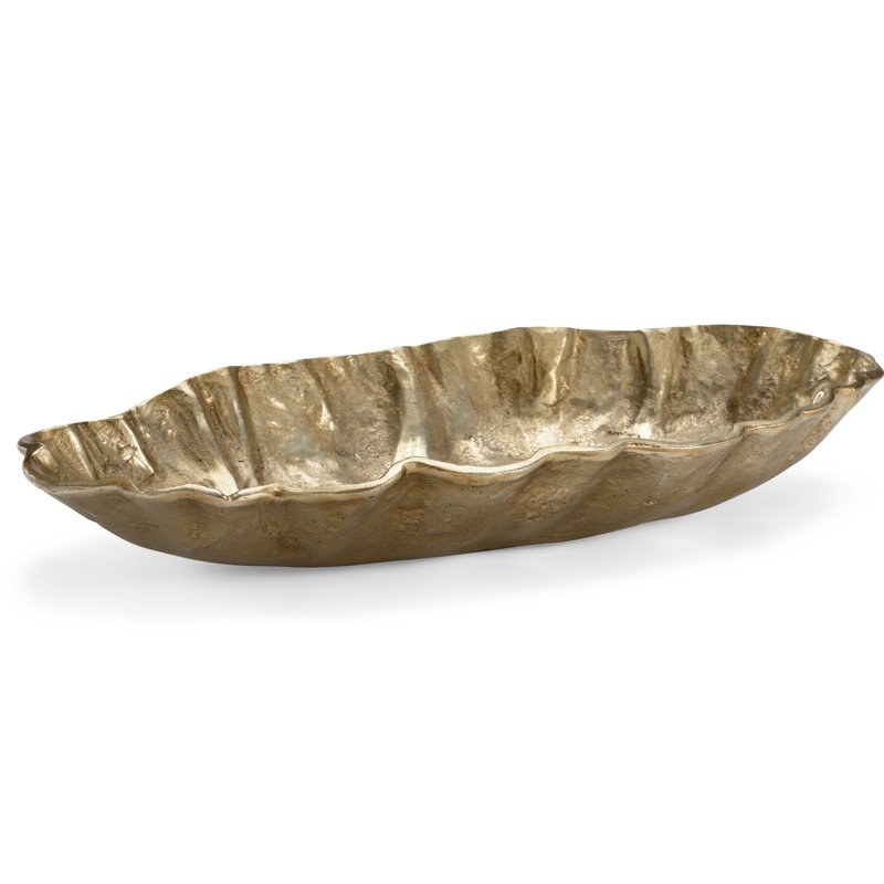 Bol décoratif en aluminium, H 3,5 po x l 24 po x P 12 po, Champagne