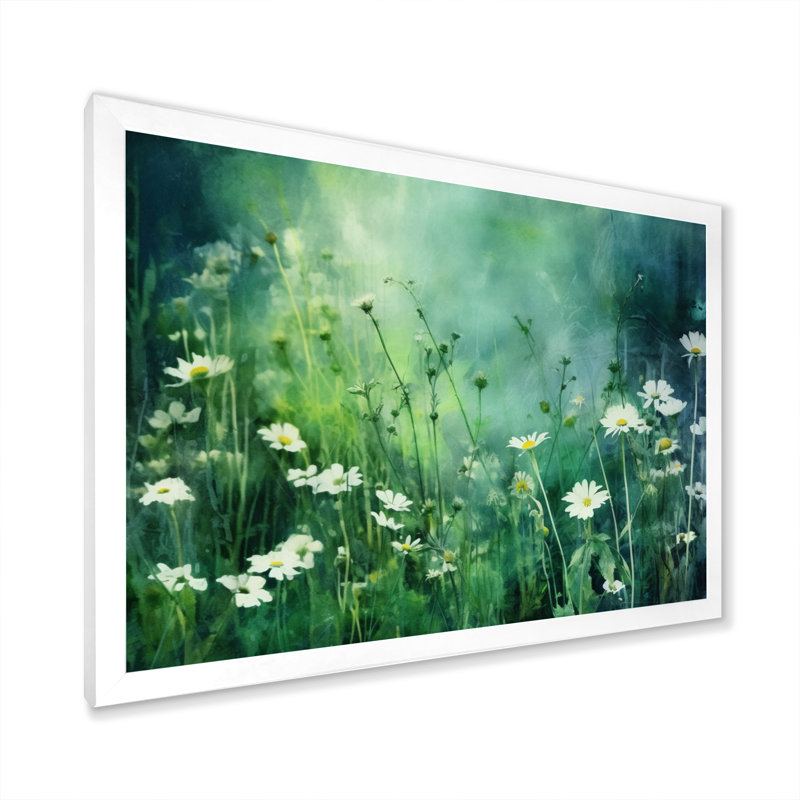 Pré vert à fleurs sauvages, Cadre photo blanc, H 30 po x l 40 po x P 1,5 po