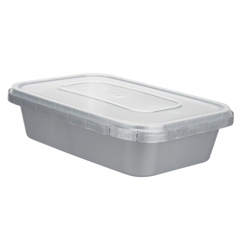Restaurantware-Futura 24.3 Ounce Meal Prep Containers With Lids, 100 Tamper-Evident To Go Containers - Microwavable, Disposable, Silver Plastic Food Containers With Lids, For Take Out or Lunches