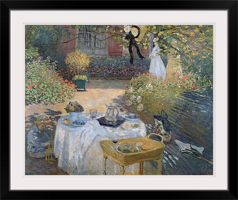 «The Luncheon: Monets Garden at Argenteuil, c.1873» par Claude Monet, reproduction d'art, H 37 po x l 44 po x P 1 po