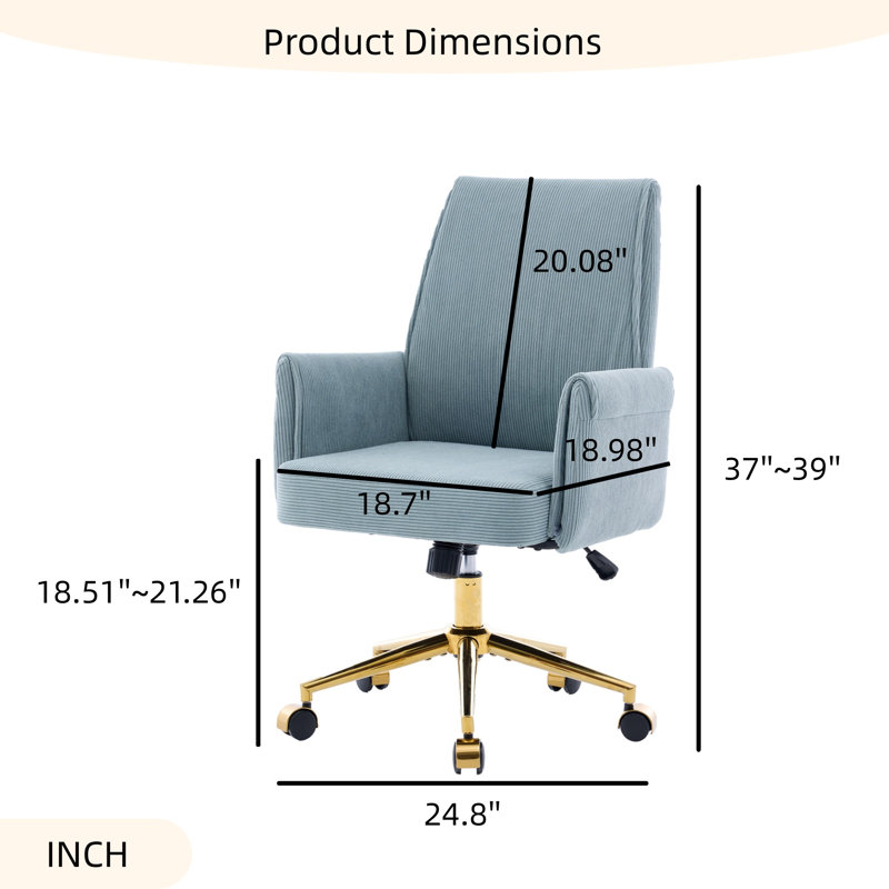 Chaise de bureau réglable bleue avec tissu rayé, conçue de manière ergonomique pour la maison et le bureau.