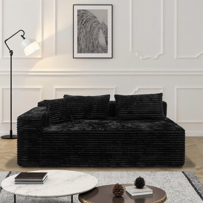 Koli Left Loveseat, Compression Sectional Sofa Compenont, Grey Corduroy