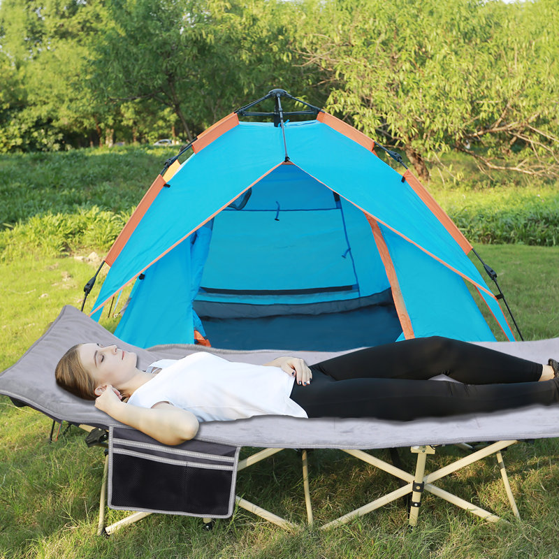 Lit de camp pliable 75 po x 28 po 2-en-1, coussin en velours robuste, capacité de 500 lb, Gray