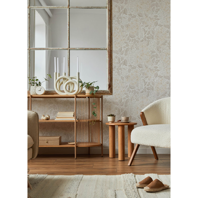 Floral Wallpaper Double Roll, Khaki