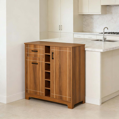 Armoire à vin rétro pour 6 bouteilles, support à vin avec porte-verres et 1 tiroir